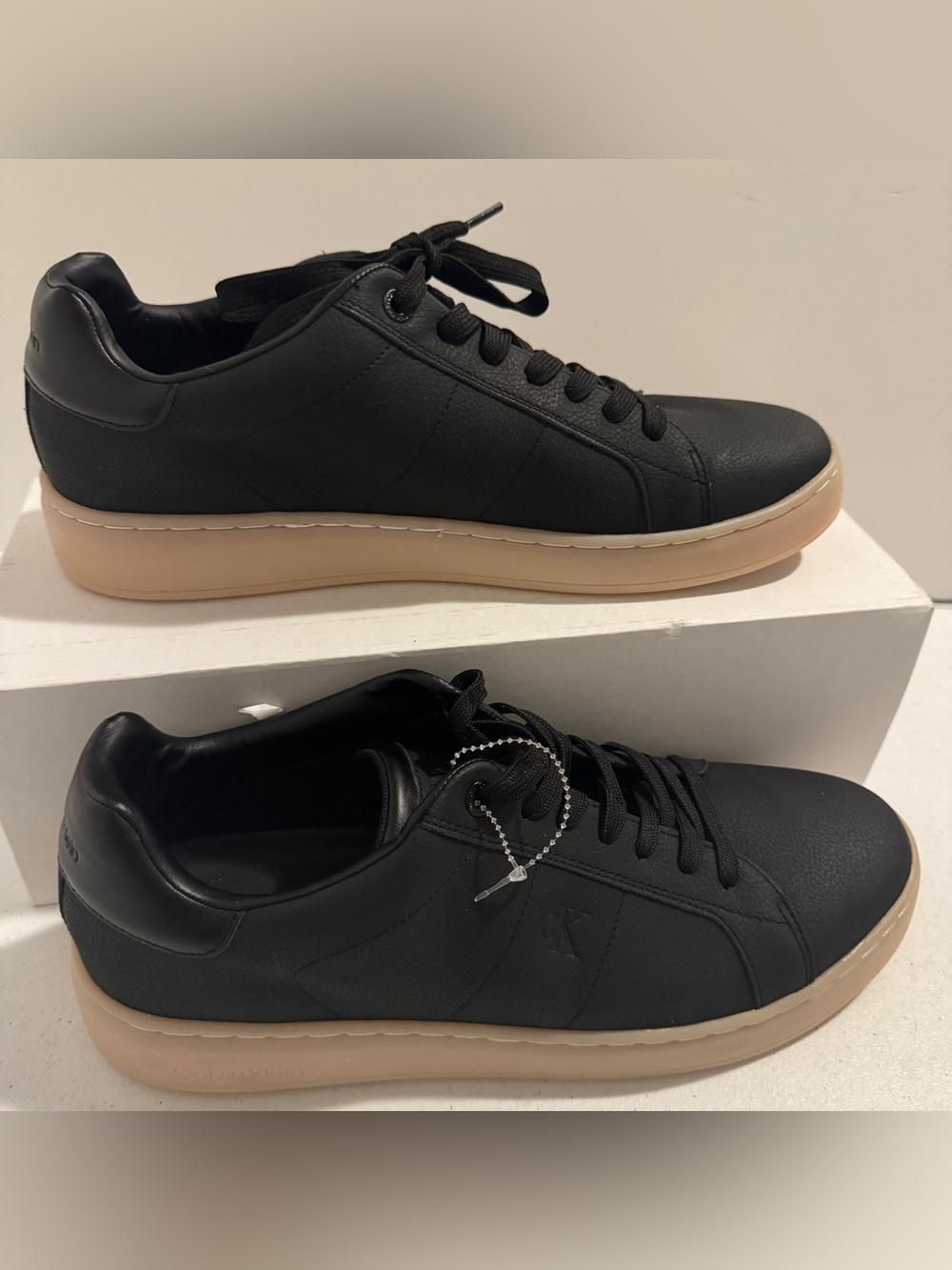 Calvin Klein Men's US SIZE 12M CMWONLEY-R Lace-Up Low Top Casual Sneakers Black